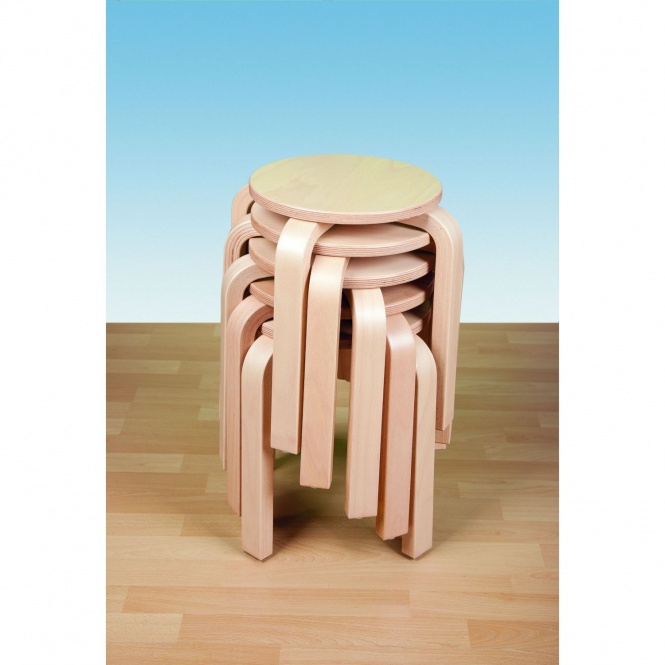 Massivholzhocker, Gestel und Sitzfläche Buche massiv, stapelbar, Kunststoffgleiter 